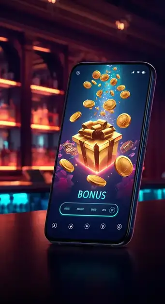 Representación visual de las bonificaciones y paquetes promocionales de Spinmama Casino, incluyendo giros gratis y dinero de bonificación para juegos de casino.