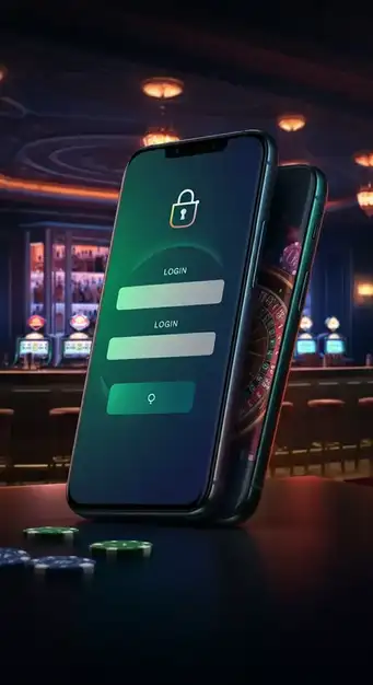 Interfaz de inicio de sesión seguro de Spinmama Casino con campos para correo electrónico y contraseña en pantalla de ordenador